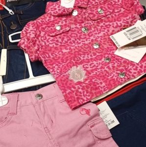 Girls pink two-piece jean vest and shorts set